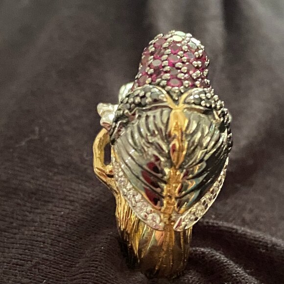 Bird Ring 14 K over Sterling Silver 925. Size 7. - Picture 2 of 9
